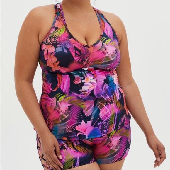 Torrid Falling Leaves Tankini Bathing Suit SET Size 2X Top & Bottom